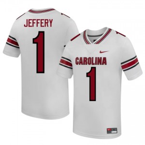 White Alshon Jeffery #1 South Carolina Gamecocks Jersey | Men High School Football Moisture Wicking Stitched 96764300