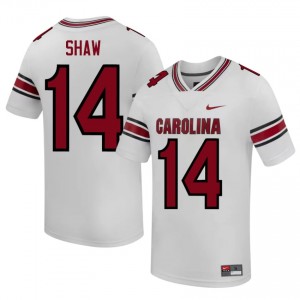 White Connor Shaw #14 Gamecocks Jersey | Men High School Football Fresh Stitched 31335440