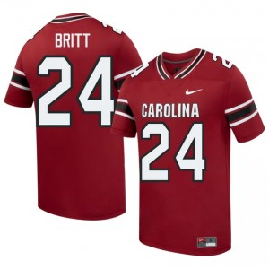 Gamecocks Keenan Britt #24 Garnet Jersey | Essential Swen NCAA Football Men Apparel 50837649