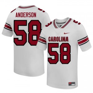 White Markee Anderson #58 Carolina Jersey | Men High School Football Moisture Wicking Stitched 93074279