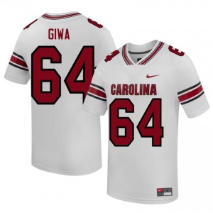 Officially Licensed Neff Giwa #64 Gamecocks White Jersey | Men University Football Stitched Fan Gear 70252553