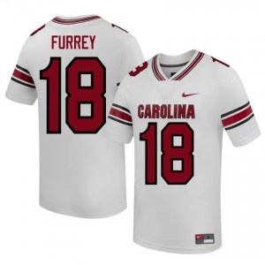 Gamecocks Stone Furrey #18 White Jersey | Genuine Stitched NCAA Football Men Apparel 26792265