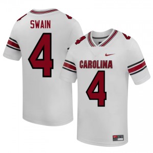 White Vicari Swain #4 SC Gamecocks Jersey | Men High School Football Moisture Wicking Stitched 27874976