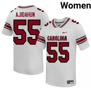 White Adedamola Ajidahun #55 USC Gamecocks Jersey | Women High School Football Fresh Stitched 38837243