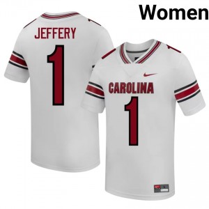 South Carolina Gamecocks Alshon Jeffery #1 White Jersey | Essential Stitched NCAA Football Women Apparel 37810543