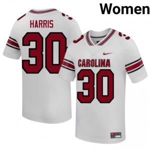 White Andrew Harris #30 South Carolina Gamecocks Jersey | Women High School Football Licensed Stitched 66013798