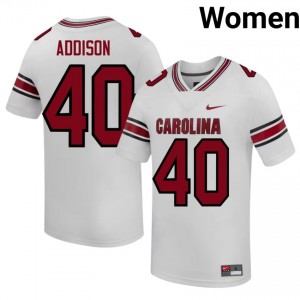 #40 Anthony Addison USC Gamecocks White Jersey | Elite Stitched Women Player Football Gear 63572752