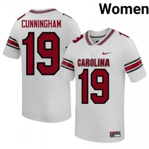 White Brandon Cunningham #19 SC Gamecocks Jersey | Women High School Football Moisture Wicking Stitched 51033423
