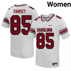 South Carolina Gamecocks Caden Ramsey #85 White Jersey | Genuine Stitched NCAA Football Women Apparel 49056499