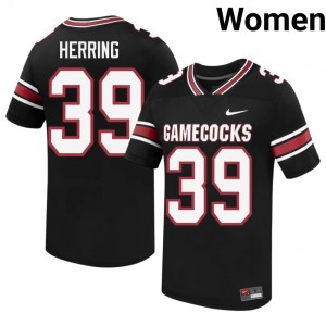 Gamecocks Caleb Herring #39 Black Jersey | Pro Cut Embroidery NCAA Football Women Apparel 81997736