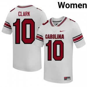 Durable Christian Clark #10 SC Gamecocks White Jersey | Women University Football Stitched Fan Gear 59007270