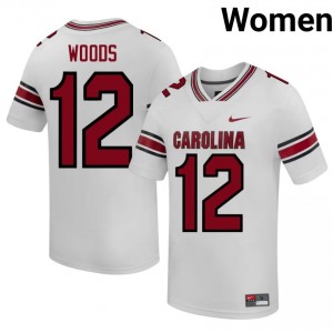 Cutter Woods #12 Gamecocks Jersey | Exclusive White College Football Women Stitched 57490057