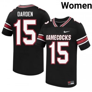 Durable Donovan Darden #15 Gamecocks Black Jersey | Women University Football Embroidery Fan Gear 94234869