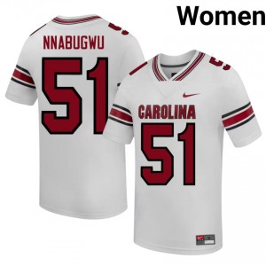 Officially Licensed Ebubedike Nnabugwu #51 South Carolina Gamecocks White Jersey | Women University Football Stitched Fan Gear 57926533
