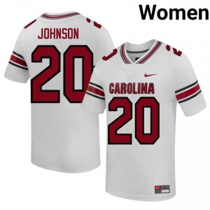 White Ethan Johnson #20 S. Carolina Jersey | Women High School Football Limited Stitched 66559340
