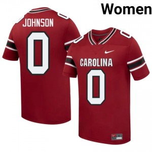 Officially Licensed Fred Johnson #0 Carolina Garnet Jersey | Women University Football Stitch Fan Gear 27576102