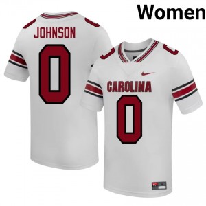 White Fred Johnson #0 S. Carolina Jersey | Women High School Football Fresh Stitched 59832732