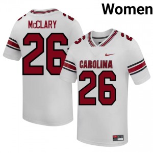 Durable Isaiah McClary #26 Gamecocks White Jersey | Women University Football Stitched Fan Gear 37417643