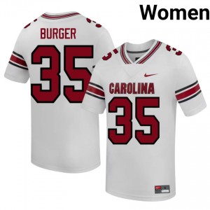 Jackson Burger #35 S. Carolina Jersey | Iconic White College Football Women Stitched 43637044