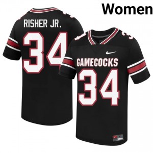 Jamian Risher Jr. #34 Carolina Jersey | Gameday Black College Football Women Embroidery 25446065