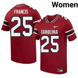 #25 Jimmy Francis Carolina Garnet Jersey | Alumni Stitch Women Player Football Gear 65345582