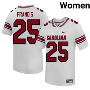 S. Carolina Jimmy Francis #25 White Jersey | Essential Stitched NCAA Football Women Apparel 59122521