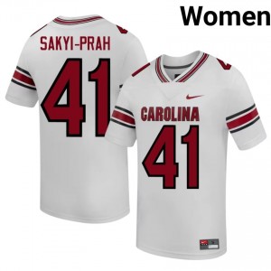 Gamecocks Kobby Sakyi-Prah #41 White Jersey | Pro Cut Stitched NCAA Football Women Apparel 56062986