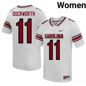 White Landon Duckworth #11 UofSC Jersey | Women High School Football Licensed Stitched 78293808