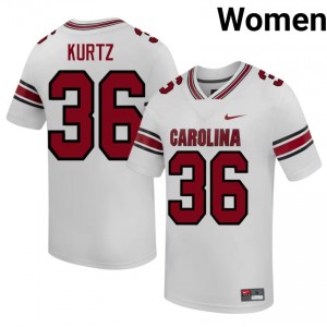 White Landon Kurtz #36 Gamecocks Jersey | Women High School Football Moisture Wicking Stitched 85142630