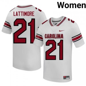 White Marcus Lattimore #21 Gamecocks Jersey | Women High School Football Licensed Stitched 82854413