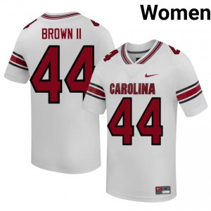 Elite Thread Maurice Brown II #44 Fighting Gamecocks White Jersey | Women University Football Stitched Fan Gear 92509157
