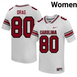 Durable Max Drag #80 Carolina White Jersey | Women University Football Stitched Fan Gear 34568860