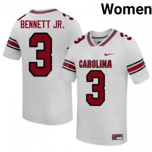 #3 Mazeo Bennett Jr. South Carolina Gamecocks White Jersey | Authentic Stitched Women Player Football Gear 88286322