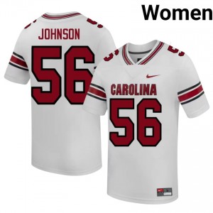 Durable Mike Johnson #56 USC Gamecocks White Jersey | Women University Football Stitched Fan Gear 32177336