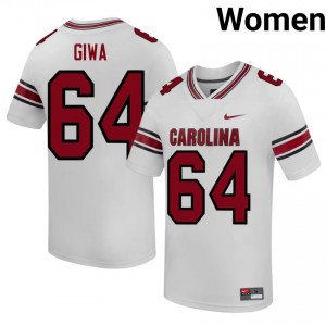 #64 Neff Giwa South Carolina Gamecocks White Jersey | Elite Stitched Women Player Football Gear 59101100