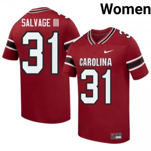 #31 Neil Salvage III UofSC Garnet Jersey | Elite Swen Women Player Football Gear 32304783