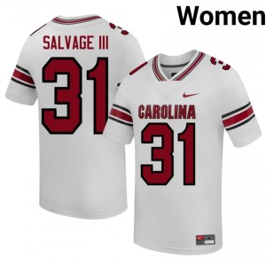 Carolina Neil Salvage III #31 White Jersey | Genuine Stitched NCAA Football Women Apparel 34412036