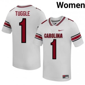 Nitro Tuggle #1 USC Gamecocks Jersey | Pro-Grade White College Football Women Stitched 88414672