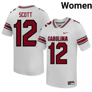 South Carolina Gamecocks Quay'sheed Scott #12 White Jersey | Genuine Stitched NCAA Football Women Apparel 46729220