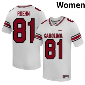 White Reno Roehm #81 Fighting Gamecocks Jersey | Women High School Football Limited Stitched 29243431