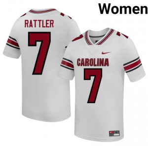 White Spencer Rattler #7 Carolina Jersey | Women High School Football Moisture Wicking Stitched 55686402
