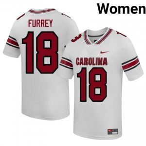 Top-Tier Stone Furrey #18 South Carolina Gamecocks White Jersey | Women University Football Stitched Fan Gear 81486774