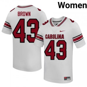 Tony Brown #43 Carolina Jersey | Pro-Grade White College Football Women Stitched 26897652