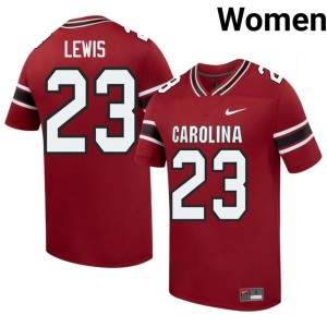 Fighting Gamecocks Triston Lewis #23 Garnet Jersey | Genuine Stitch NCAA Football Women Apparel 50063948