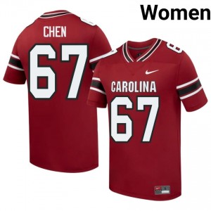 Vincent Chen #67 Carolina Jersey | Iconic Garnet College Football Women Stitch 44792995
