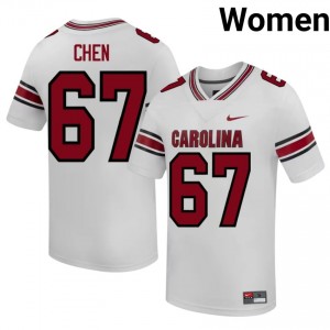 Durable Vincent Chen #67 S. Carolina White Jersey | Women University Football Stitched Fan Gear 86949033