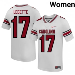 Gamecocks Xavier Legette #17 White Jersey | Premium Stitched NCAA Football Women Apparel 77536494