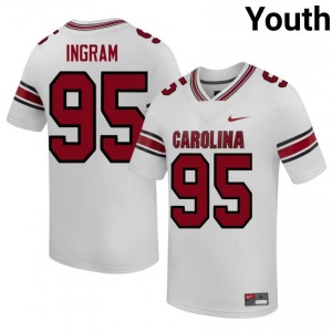 #95 Christian Ingram USC Gamecocks White Jersey | Authentic Stitched Youth Player Football Gear 21358737