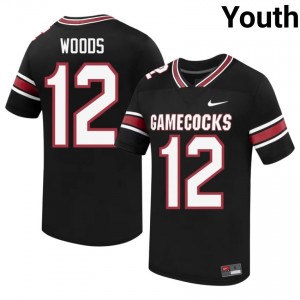 #12 Cutter Woods South Carolina Gamecocks Black Jersey | Classic Embroidery Youth Player Football Gear 44881330