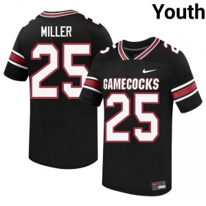 Black Dante Miller #25 Fighting Gamecocks Jersey | Youth High School Football Moisture Wicking Embroidery 25377905